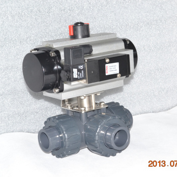 high quality plastic true union 3 way UPVC union connection airpowered ball valve